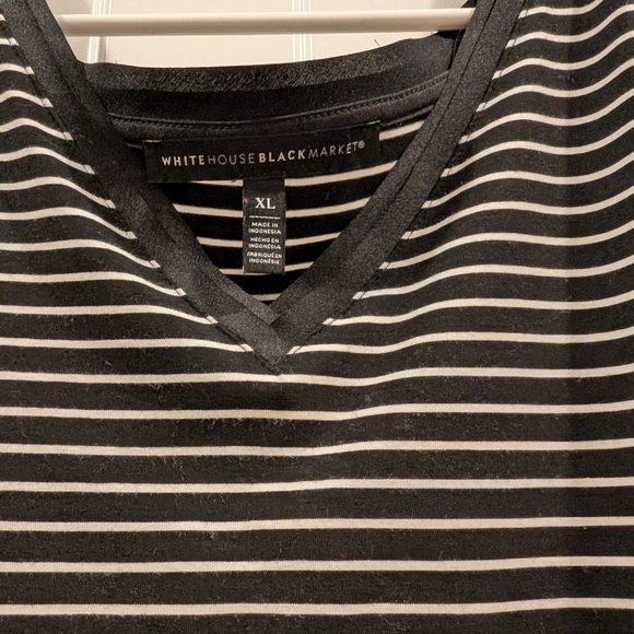 White House Black Market Monochrome Striped Blouse - Picture 2 of 5